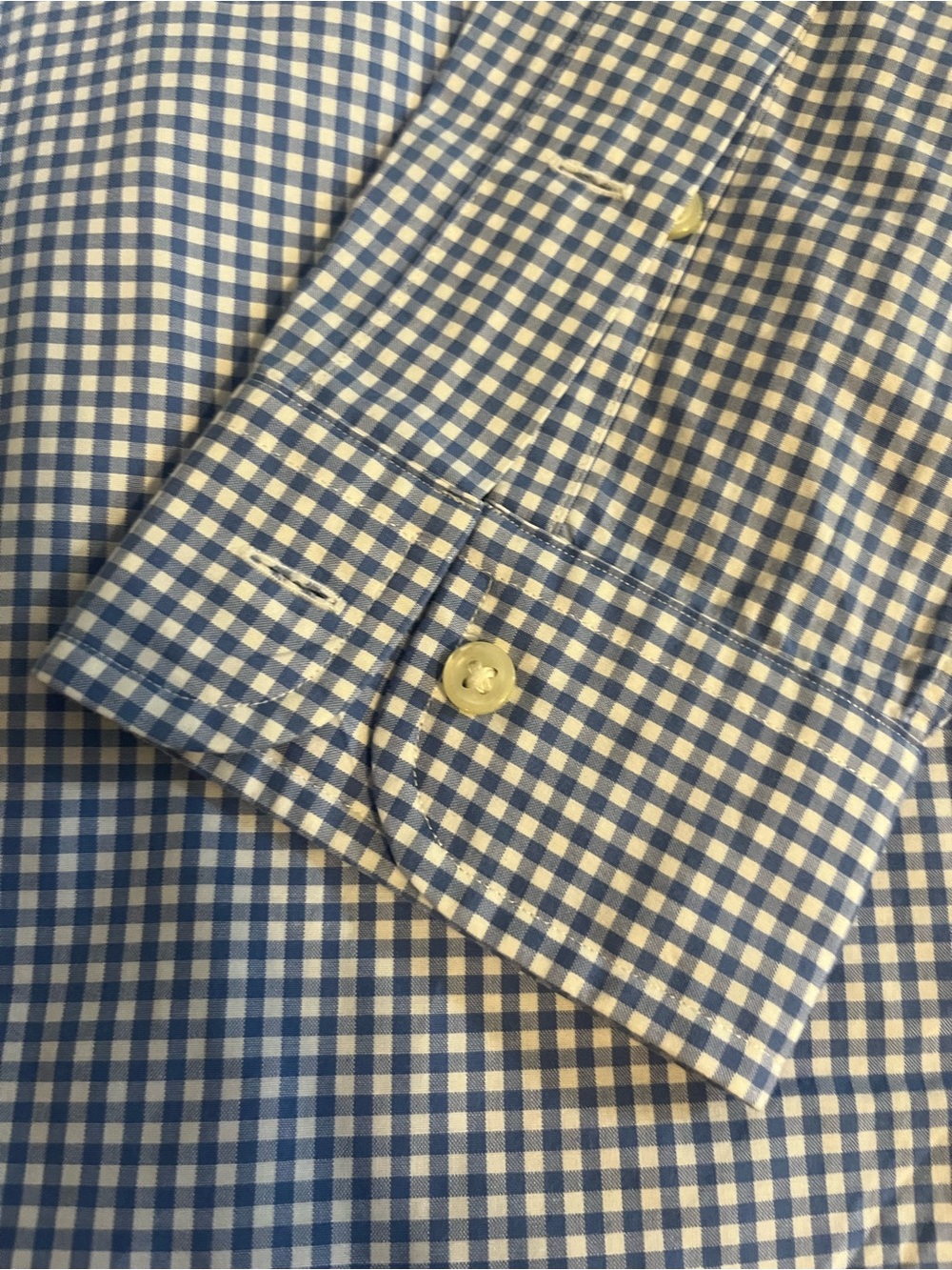 Ralph Lauren Blue and White Gingham Button-Down Shirt with Pink Pony - Picture 3 of 4
